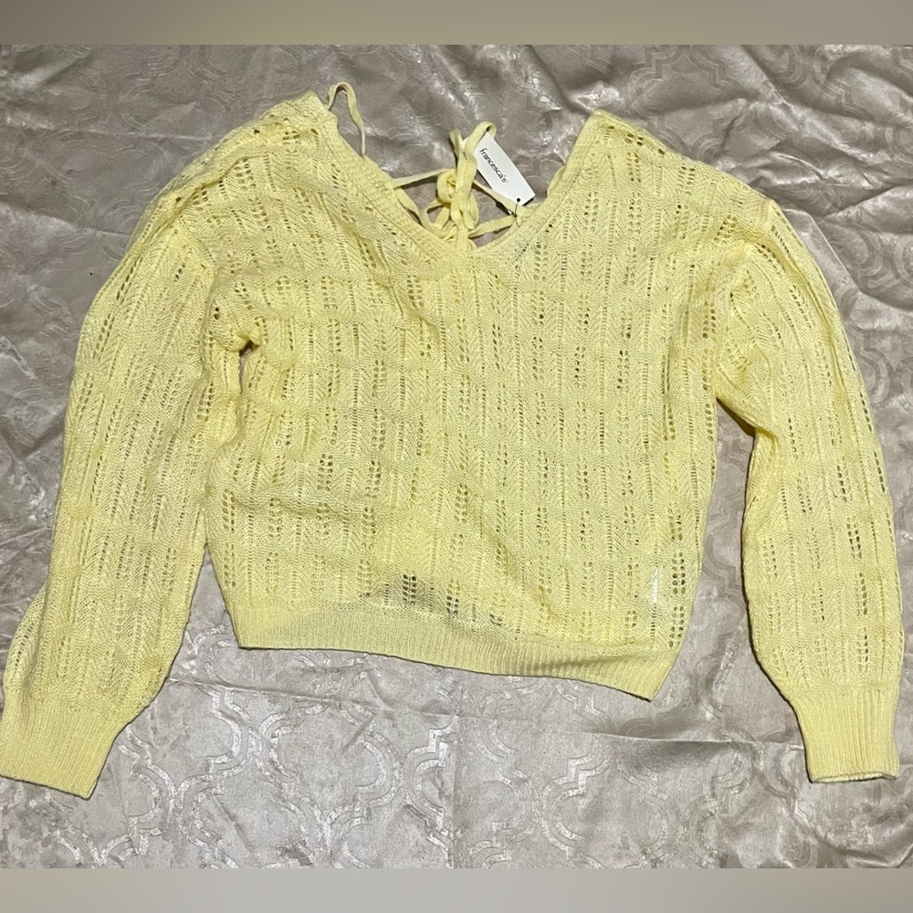 Francesca's Yellow V-Neck Sweater